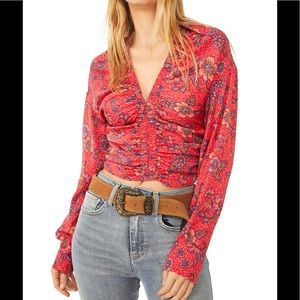 New Free People Got You Print Long Sleeve Top